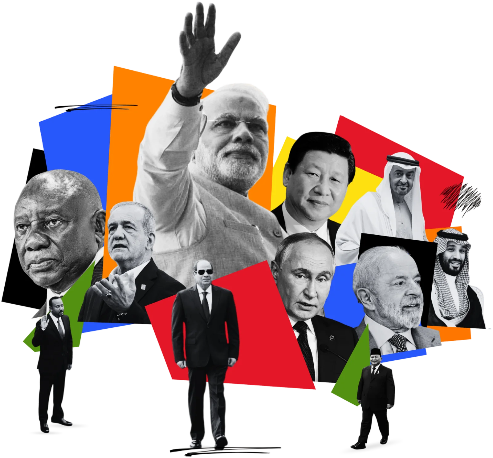 BRICS leaders, a collage marking India's 2026 chairmanship